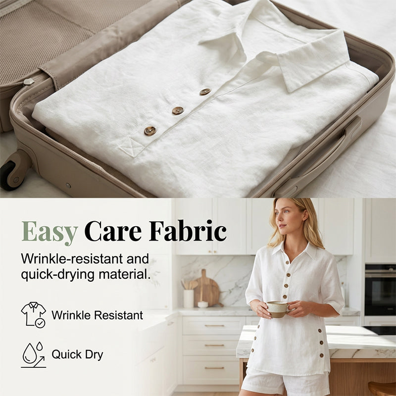 👕 LIMITED-TIME 50% OFF! ✨ Women's 2-Piece Set – Relaxed Fit, Polo Collar, Summer