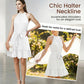Sleeveless Halter Neck Ruffle Hem Dress