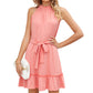 Sleeveless Halter Neck Ruffle Hem Dress