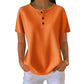 Women's Short Sleeve Waffle Knit Henley Top