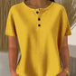 Women's Short Sleeve Waffle Knit Henley Top