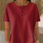 Women's Short Sleeve Waffle Knit Henley Top