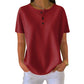 Women's Short Sleeve Waffle Knit Henley Top