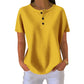 Women's Short Sleeve Waffle Knit Henley Top