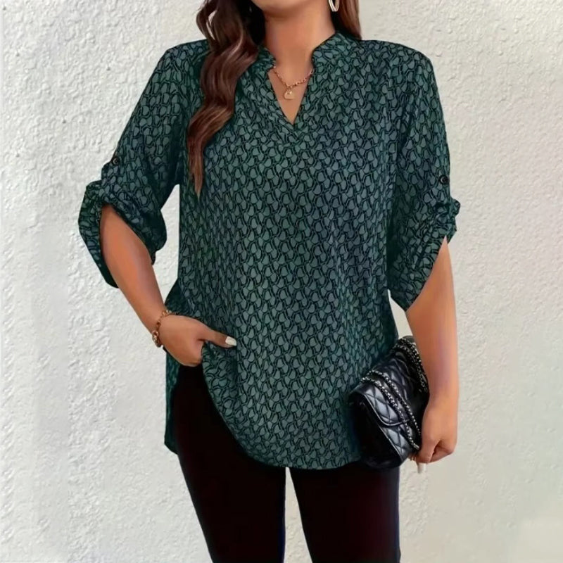 📢📢50% OFF !! ⏰Women's Geometric Print V-Neck Blouse👚
