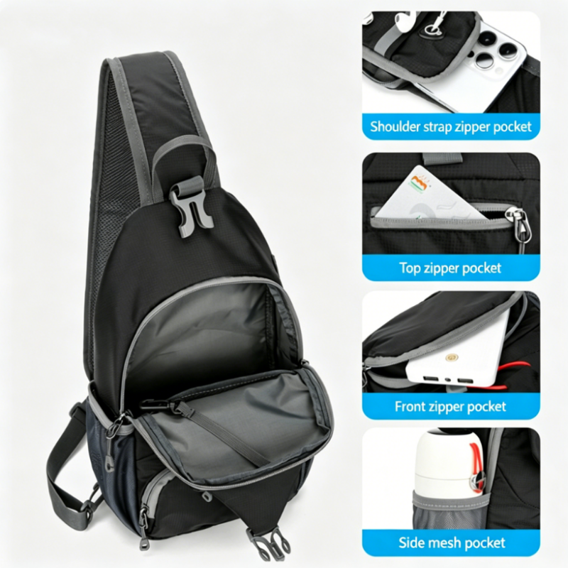 ✨ Perfect for Hiking and Traveling ✨Packable Small Crossbody Sling Backpack with Side Pouch
