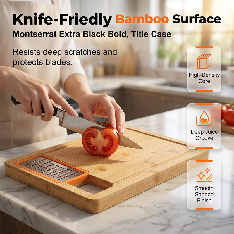 Bamboo Cutting Board with Containers and Graters