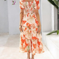 🌸 A summer dream – Chiffon maxi dress with a floral print and ruffles – short-sleeved with a round neckline👗