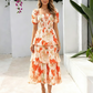 🌸 A summer dream – Chiffon maxi dress with a floral print and ruffles – short-sleeved with a round neckline👗