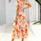 🌸 A summer dream – Chiffon maxi dress with a floral print and ruffles – short-sleeved with a round neckline👗