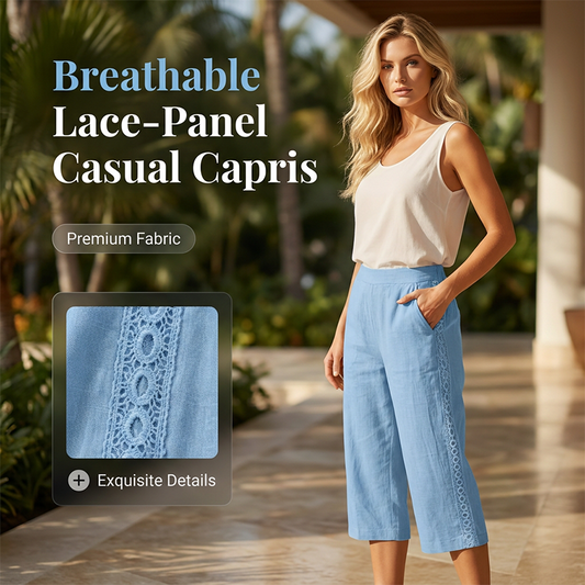 Women's Casual Capri Pants with Side Lace Detail