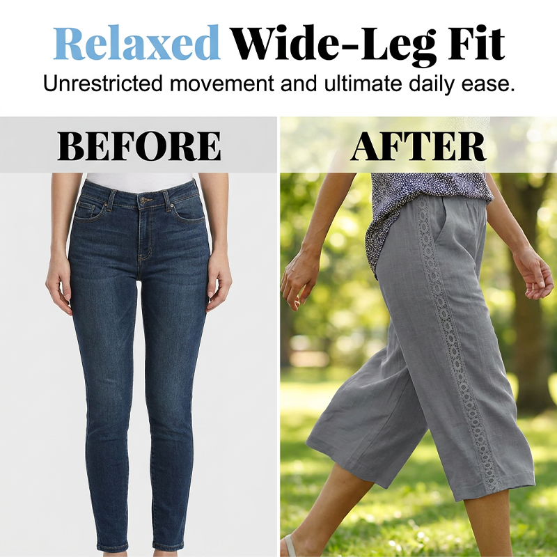 Women's Casual Capri Pants with Side Lace Detail
