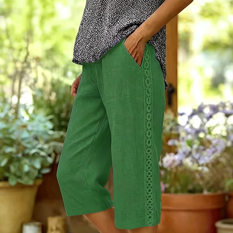 Women's Casual Capri Pants with Side Lace Detail