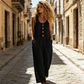 Women's Sleeveless Wide-Leg Jumpsuit with Pockets