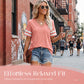 Women's V-Neck Striped Short Sleeve T-Shirt