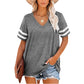 Women's V-Neck Striped Short Sleeve T-Shirt