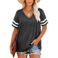 Women's V-Neck Striped Short Sleeve T-Shirt