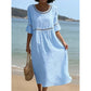 Women's Eyelet Flared Sleeve Midi Dress
