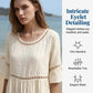 Women's Eyelet Flared Sleeve Midi Dress