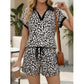 Women's Leopard Print Chic Top & Shorts Set