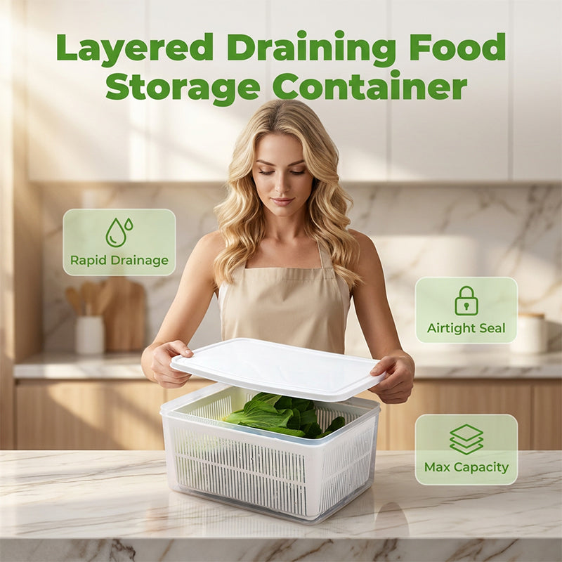 Layered Draining Food Storage Container