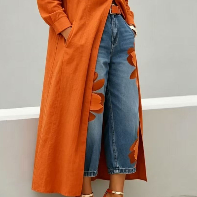 🌸Artistic Flower Wide-Leg Jeans for Women💙
