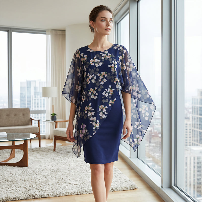 📢📢35% OFF !! ⏰Women's Elegant Floral Print Overlay & Dress Set👗