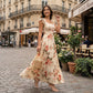 🌸👗✨ 2026 New Arrival Floral Pleated Maxi Dress – Elegant Square Neck & Ruffle Sleeves
