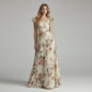 🌸👗✨ 2026 New Arrival Floral Pleated Maxi Dress – Elegant Square Neck & Ruffle Sleeves