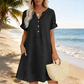 Women's Casual V-Neck Tunic Dress with Pockets