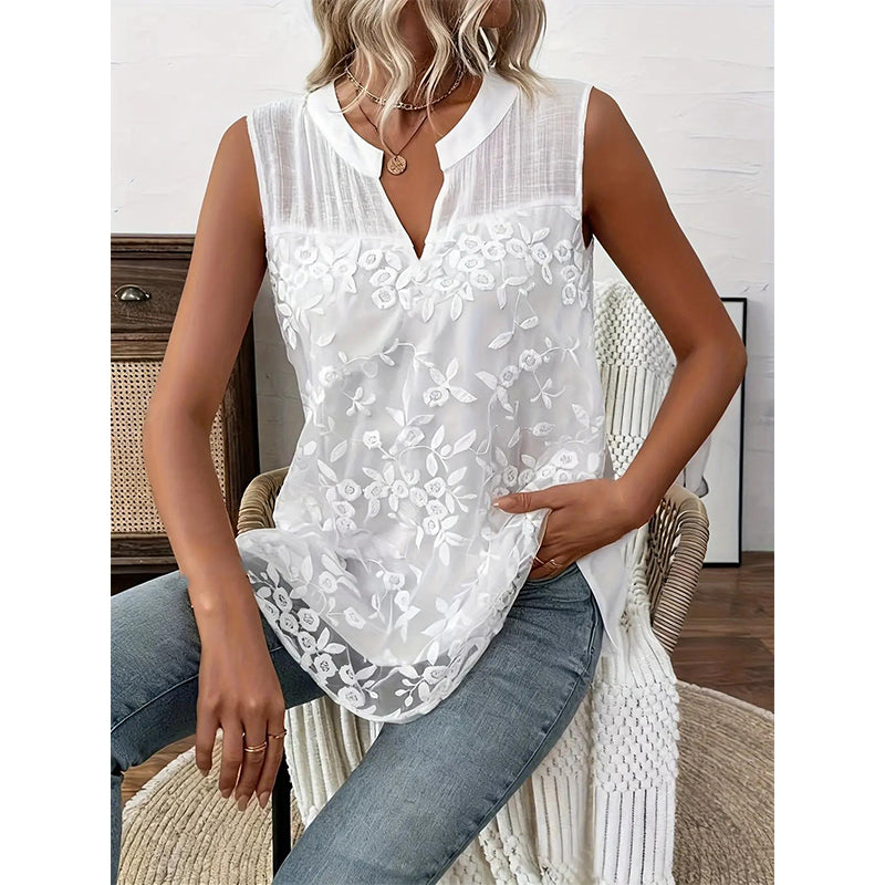 📢📢30% OFF⏰Women’s Chic Floral Lace Sleeveless Shirt👚👕