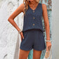 Women's Casual V-Neck Sleeveless Two-Piece Set