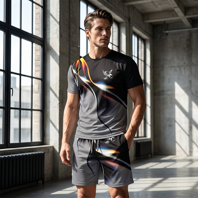 👕40% OFF!🍃Men's Abstract Print T-Shirt and Shorts Set
