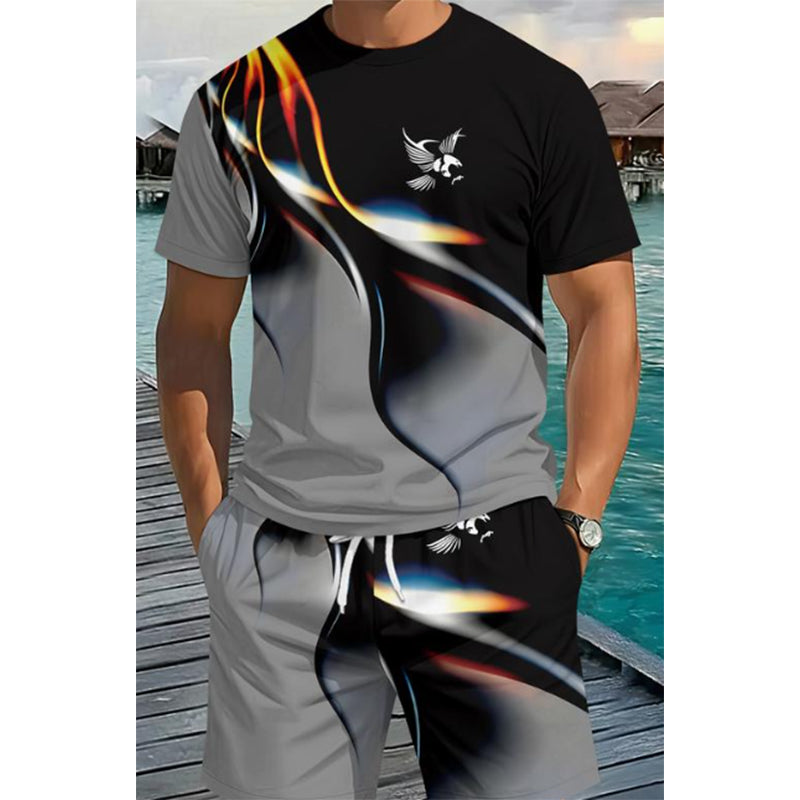 👕40% OFF!🍃Men's Abstract Print T-Shirt and Shorts Set
