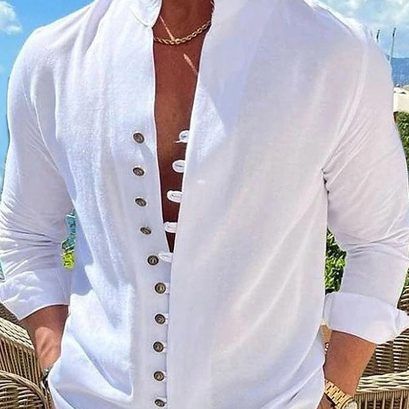 👕 50% OFF NOW! 🌊 Men's Linen Button Up Summer Beach Shirt-Breathable & lightweight☀️