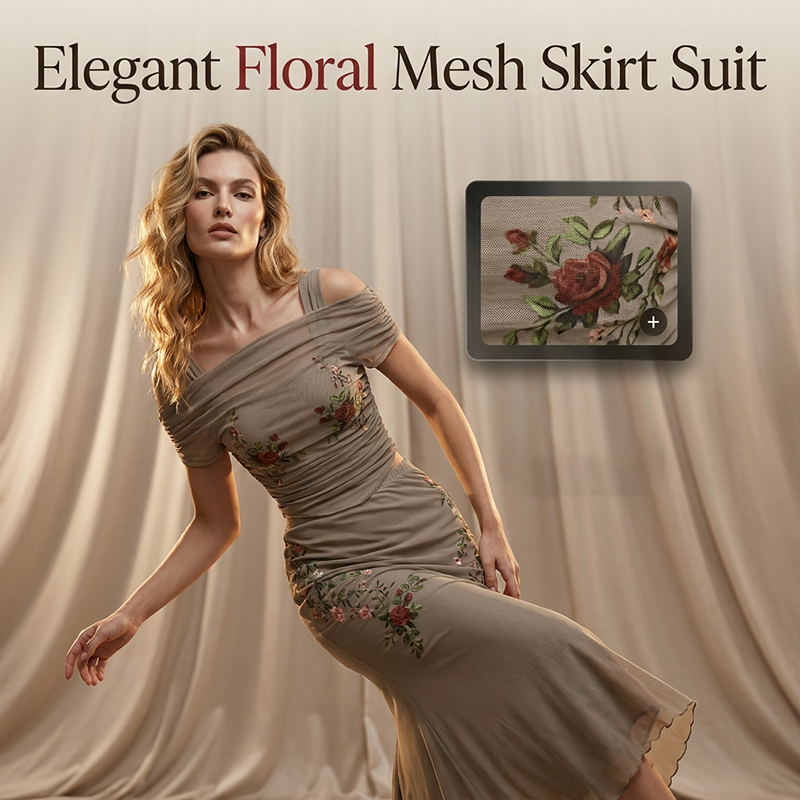 👗 LIMITED-TIME 52% OFF! ✨ Women's Off-Shoulder Top & Skirt Set – Embroidered, Fishtail, Elegant