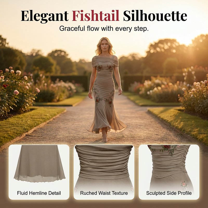 👗 LIMITED-TIME 52% OFF! ✨ Women's Off-Shoulder Top & Skirt Set – Embroidered, Fishtail, Elegant