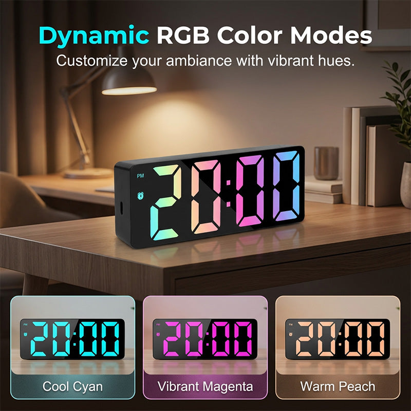 LED Digital Alarm Clock with Mirror Surface