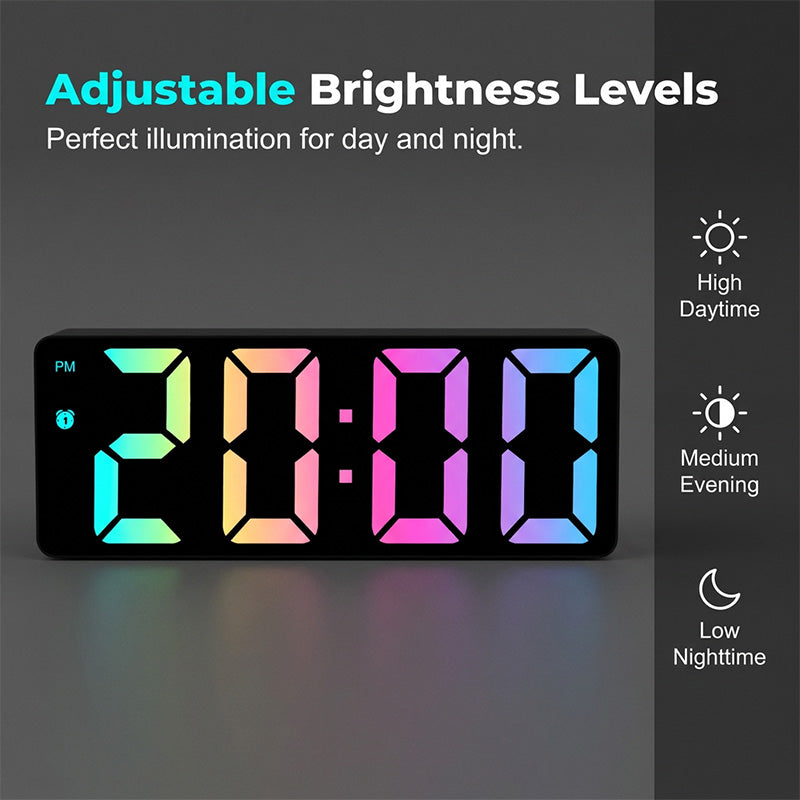 LED Digital Alarm Clock with Mirror Surface