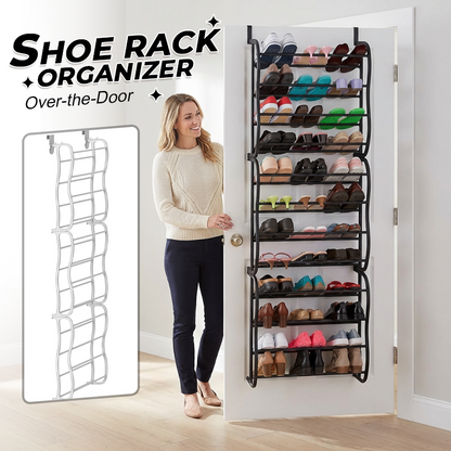 Exclusive 50% OFF | Over-the-Door Shoe Rack | Space-Saving Hanging Shoe Organizer with Angled Shelves | Tool-Free Assembly for Entryway, Closet & Dorm