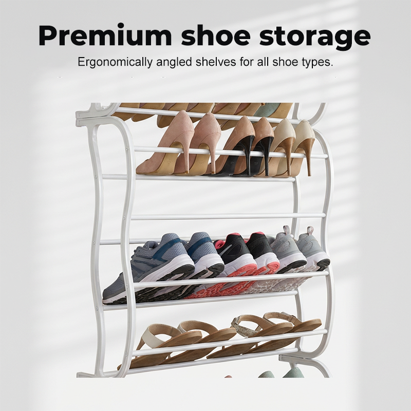 Exclusive 50% OFF | Over-the-Door Shoe Rack | Space-Saving Hanging Shoe Organizer with Angled Shelves | Tool-Free Assembly for Entryway, Closet & Dorm