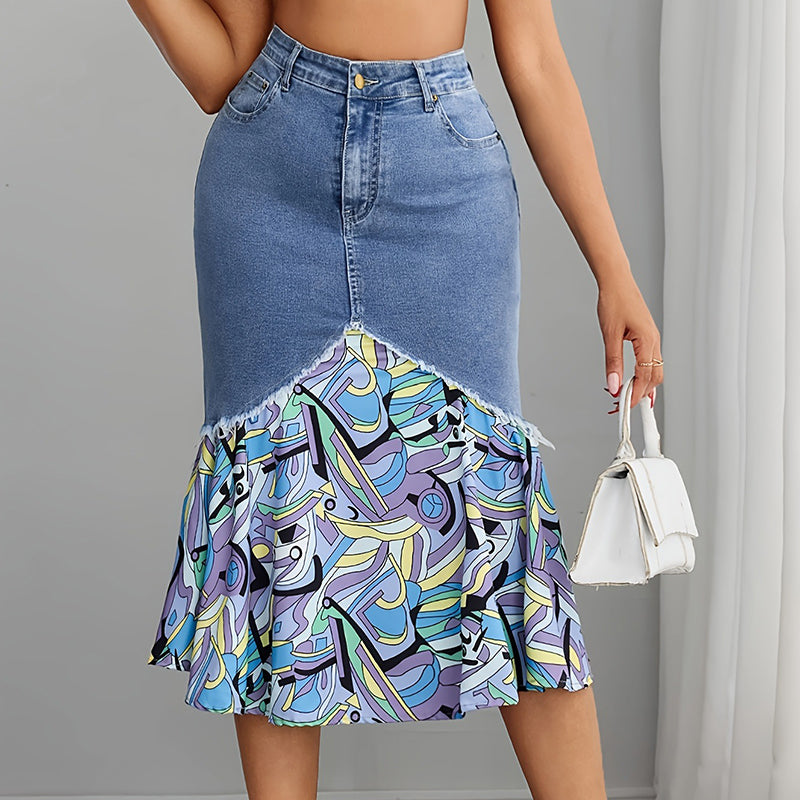 Women's High Waist Denim Mermaid Skirt