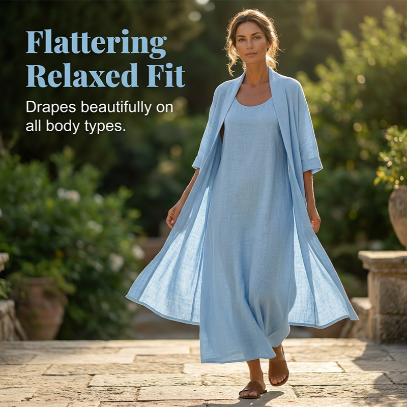 Women's Casual Dress & Cardigan 2-Piece Set