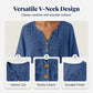 Women's Embroidered V-Neck Linen Dress