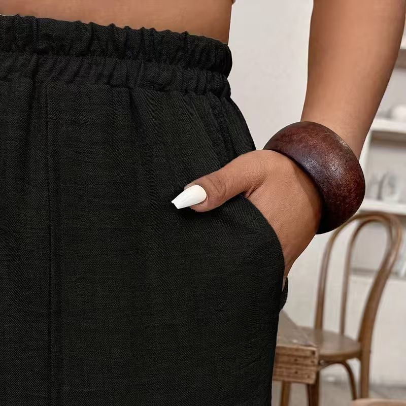 👖 LIMITED-TIME 50% OFF! ✨ Women's Cuffed Ankle Pants – Elastic Waist, Relaxed Fit, Patch Pockets 🌿