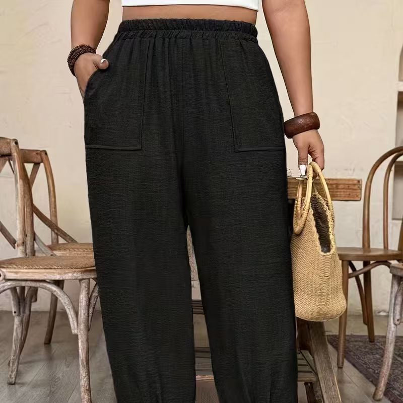 👖 LIMITED-TIME 50% OFF! ✨ Women's Cuffed Ankle Pants – Elastic Waist, Relaxed Fit, Patch Pockets 🌿