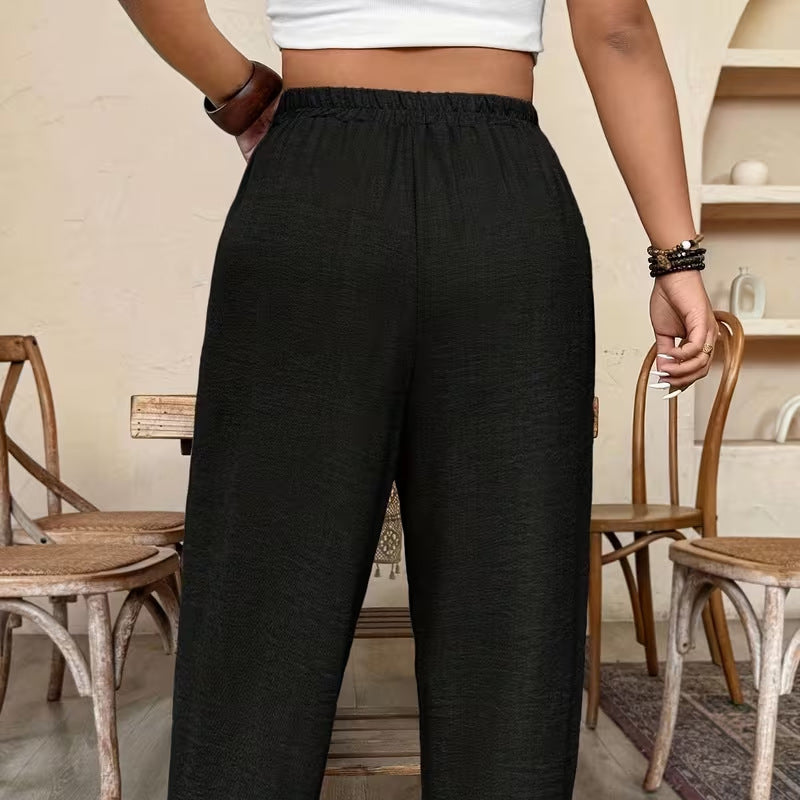 👖 LIMITED-TIME 50% OFF! ✨ Women's Cuffed Ankle Pants – Elastic Waist, Relaxed Fit, Patch Pockets 🌿