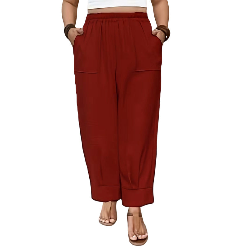 👖 LIMITED-TIME 50% OFF! ✨ Women's Cuffed Ankle Pants – Elastic Waist, Relaxed Fit, Patch Pockets 🌿