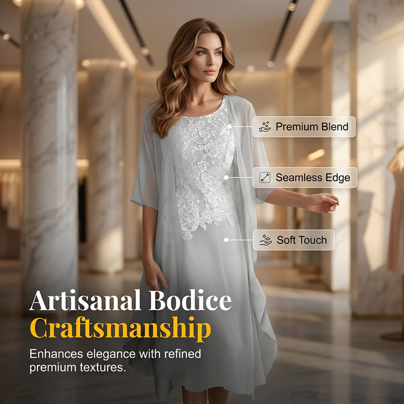 Women's Lace Chiffon Dress 2-Piece Set