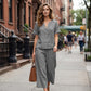Women's Short Sleeve Top & Wide Leg Pants Set